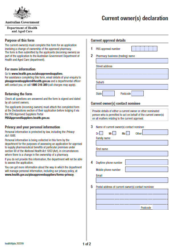 Cover image for the Current owners declaration form