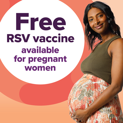 Social media tile about the free RSV vaccine in pregnancy.