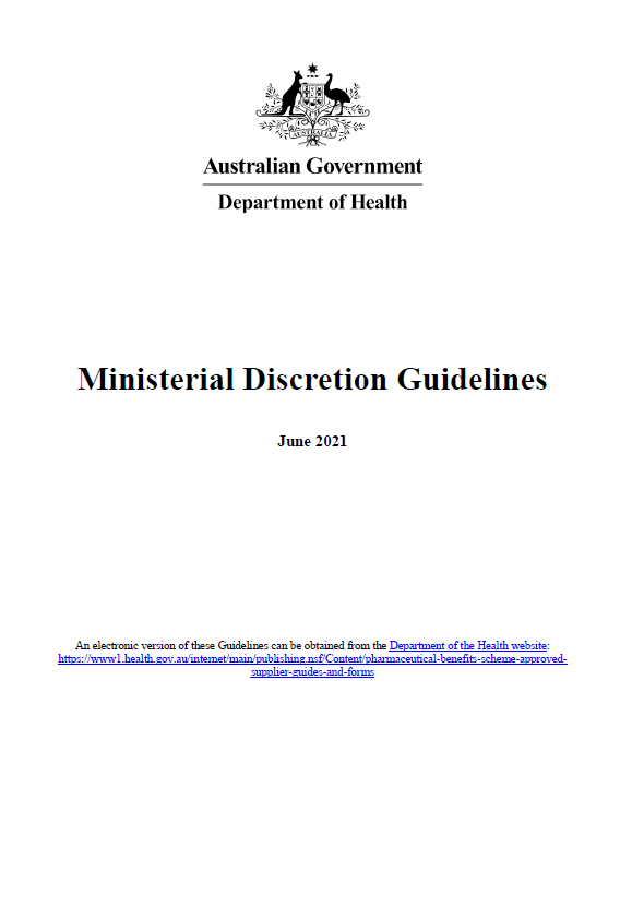 Cover page for the Ministerial Discretion Guidelines (June 2021)