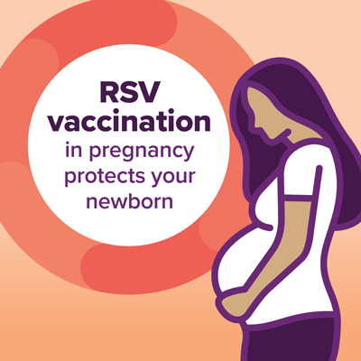 Social media tile about the RSV maternal vaccine.