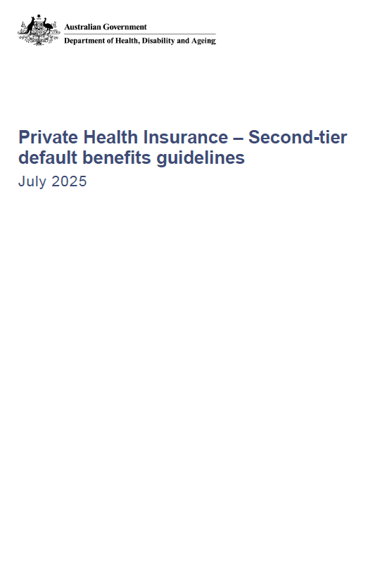 Cover page for the PHI Second-tier default benefits guidelines (July 2025)