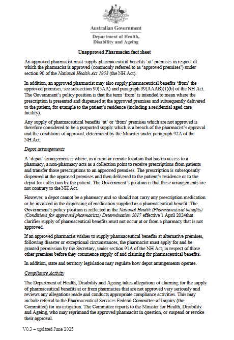 Unapproved pharmacies fact sheet (June 2025) cover page
