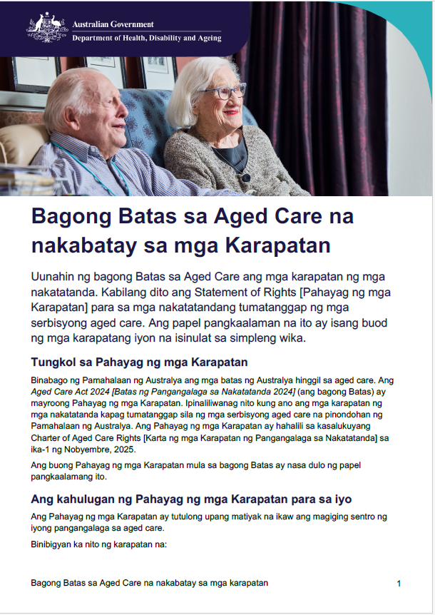 Bagong Batas sa Aged Care para sa mga karapatan ng mga nakatatanda