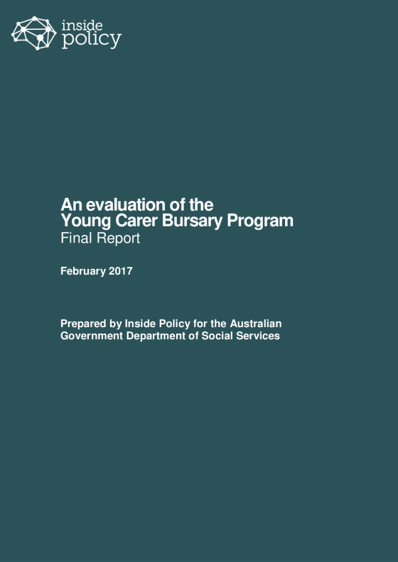 An evaluation of the Young Carer Bursary Program final report cover page