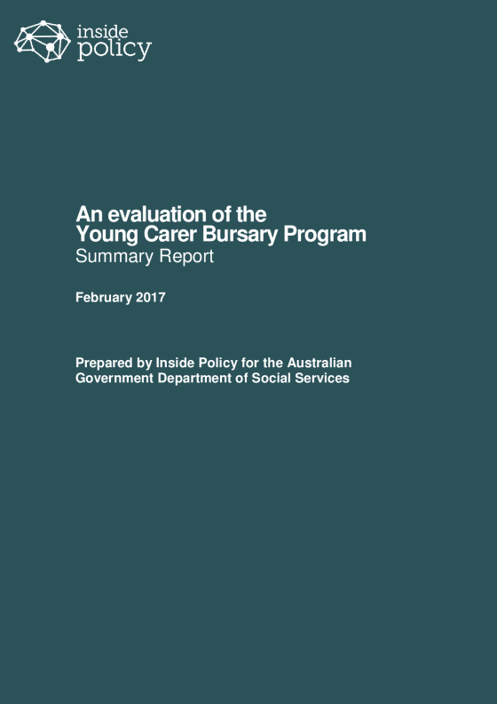 An evaluation of the Young Carer Bursary Program – Summary report cover page