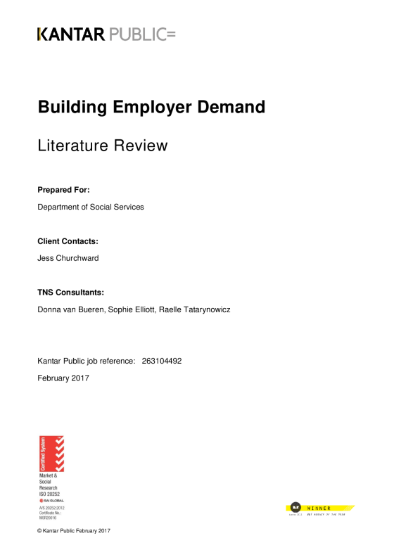 Building Employer Demand – Literature Review cover page