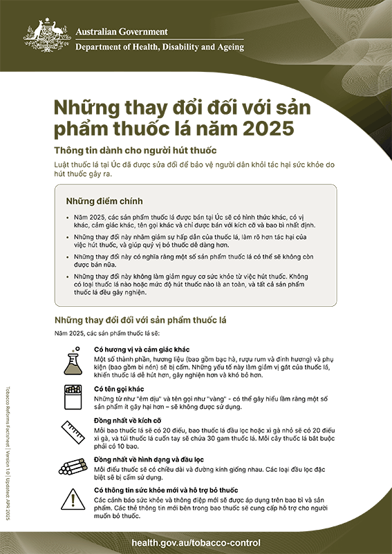 Những thay đổi đối với sản phẩm thuốc lá năm 2025 - Thông tin dành cho người hút thuốc