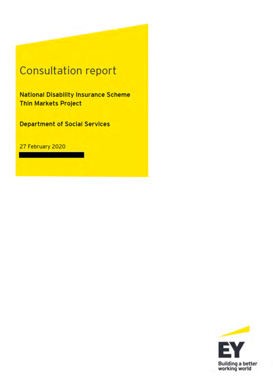 Consultation Report – National Disability Insurance Scheme Thin Markets Project cover page