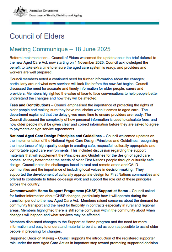 Council of Elders Communique – 18 June 2025 cover page