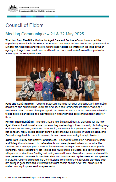 Council of Elders Communique – 21 and 22 May 2025 cover page
