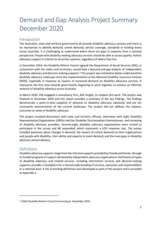 Demand and Gap Analysis Project Summary cover page