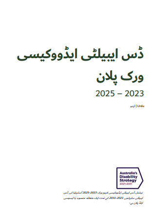 Disability Advocacy Work Plan cover page