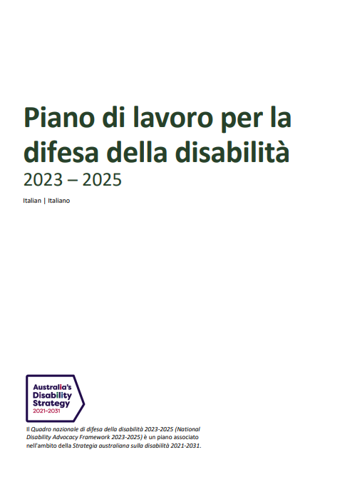 Disability Advocacy Work Plan cover page