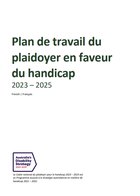 Disability Advocacy Work Plan cover page