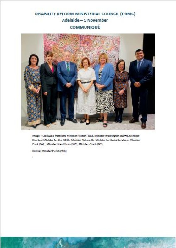 Disability Reform Ministers’ Meeting (DRMM) communique – 1 November 2024 cover page