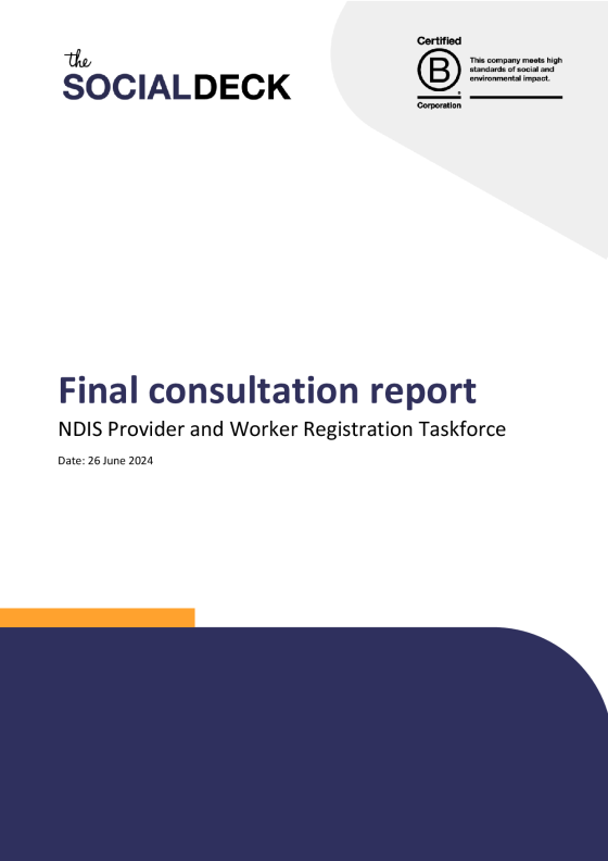 Final consultation report: NDIS Provider and Worker Registration Taskforce cover page