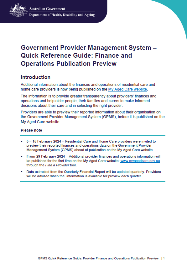 Government Provider Management System – User guide Provider finance and operations publication preview cover image