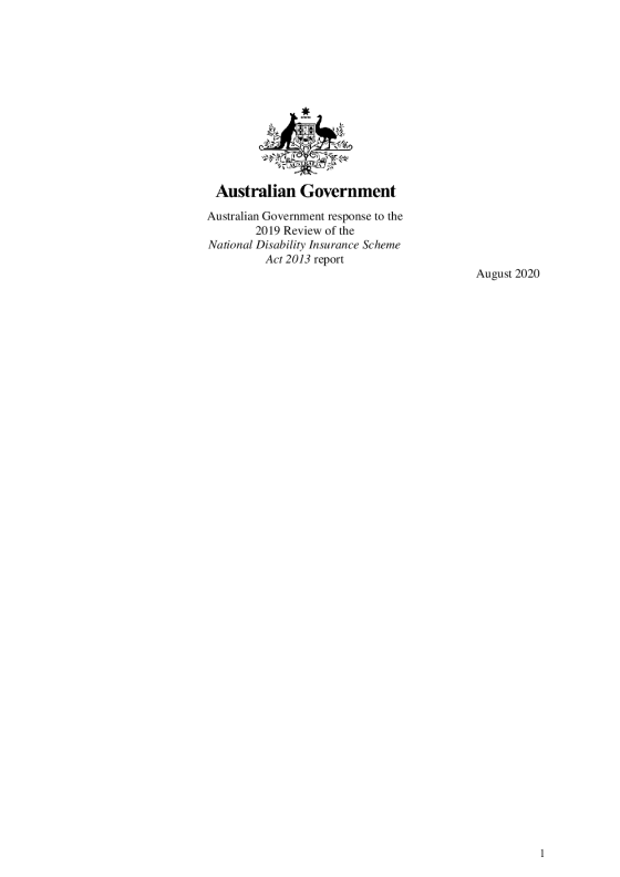 Government response to the NDIS Act review cover page