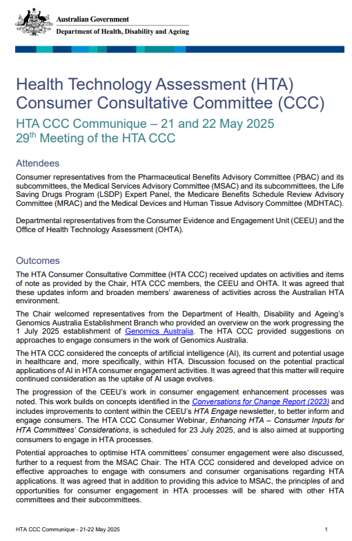 HTA CCC communique 21 and 22 May cover page