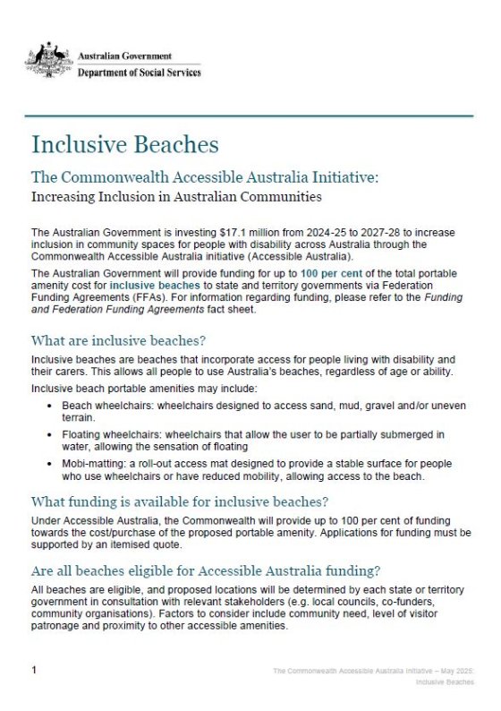 The Commonwealth Accessible Australia Initiative – Inclusive Beaches cover page