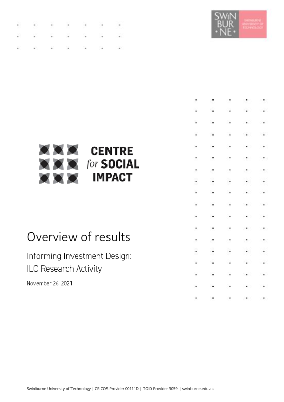 Informing investment design: information linkages and capacity building (ILC) – Overview of results cover page