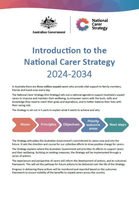 Introduction to the National Carer Strategy 2024–2034 – Highlights cover page