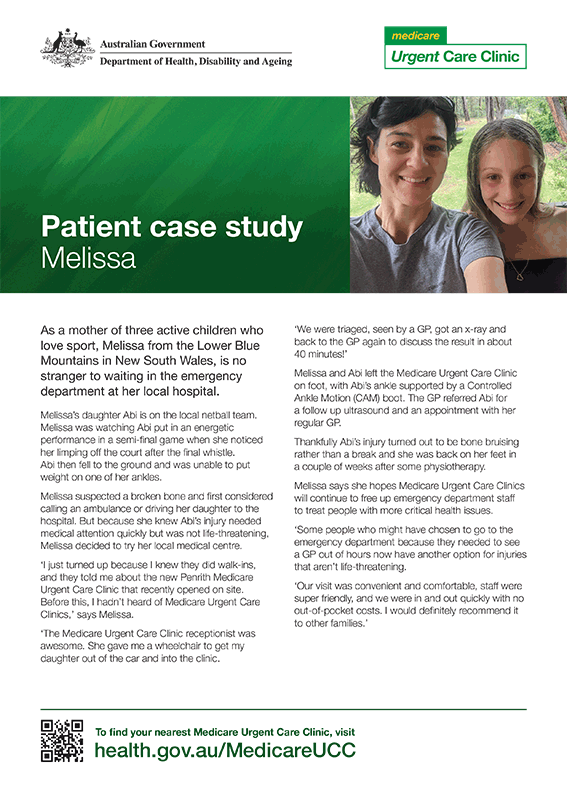 Medicare Urgent Care Clinics: Case Study – Melissa