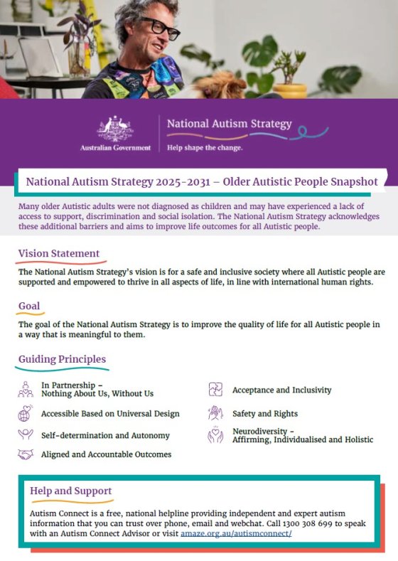 National Autism Strategy Older Autistic People Snapshot cover page