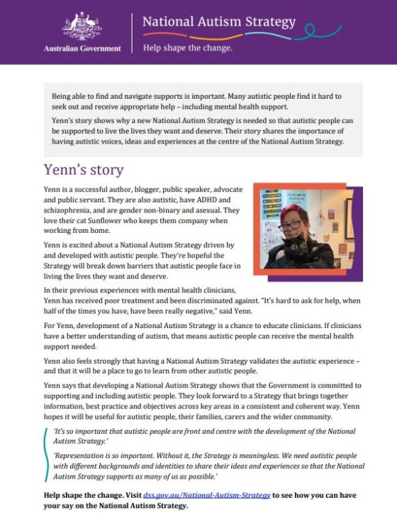 National Autism Strategy – Yenn's story cover page