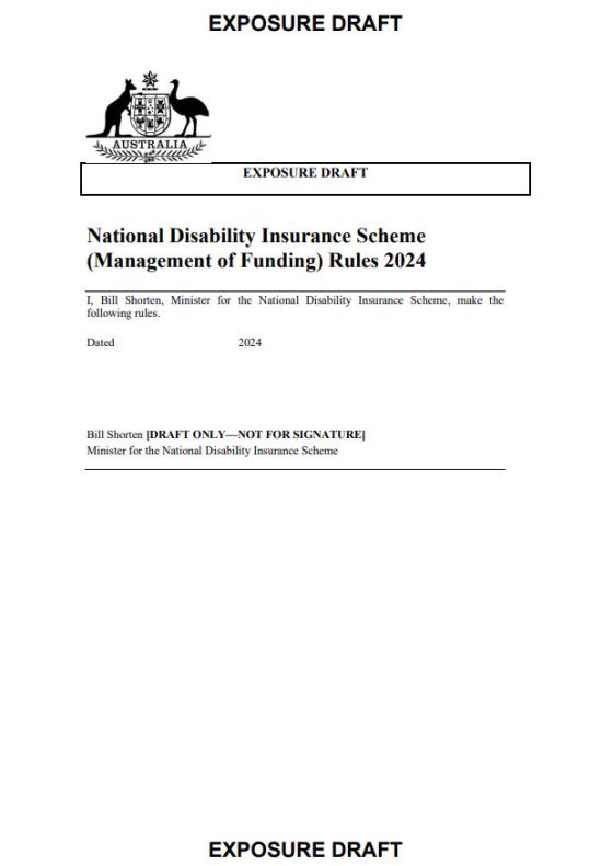 National Disability Insurance Scheme (Management of Funding) Rules 2024 – Exposure draft cover page