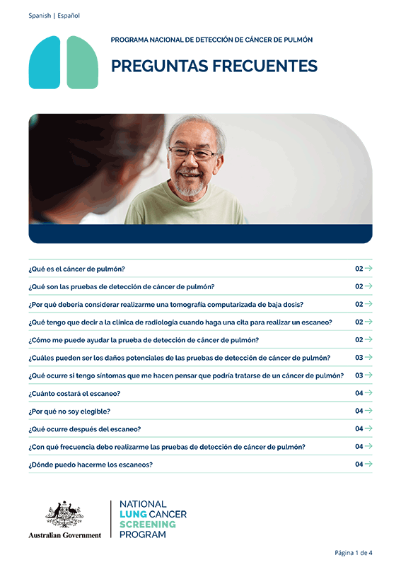 Programa Nacional de Detección de Cáncer de Pulmón: Preguntas frecuentes