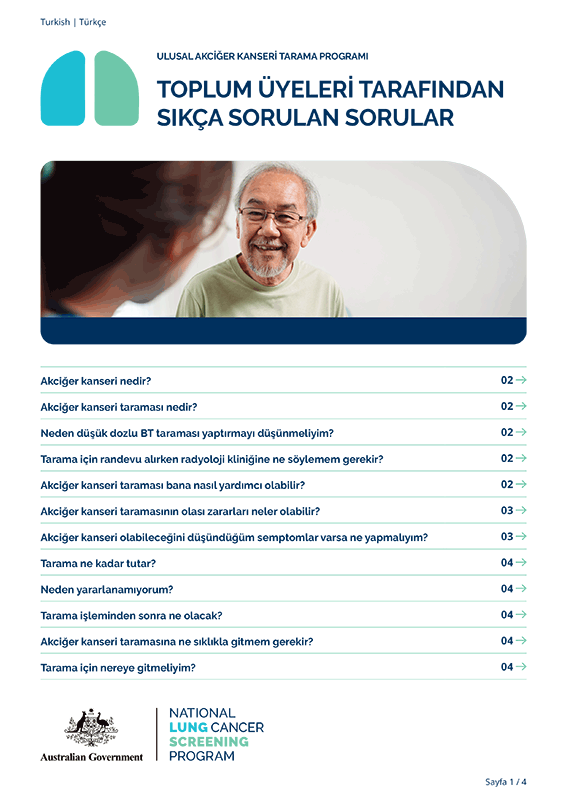 Ulusal Akciğer Kanseri Tarama Programı - Toplum üyeleri tarafından sıkça sorulan sorular