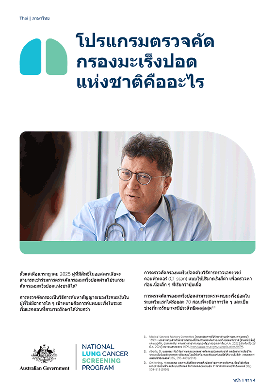 โปรแกรมตรวจคัดกรองมะเร็งปอดแห่งชาติ – โปรแกรมตรวจคัดกรองมะเร็งปอดแห่งชาติคืออะไร – เอกสารข้อเท็จจริง