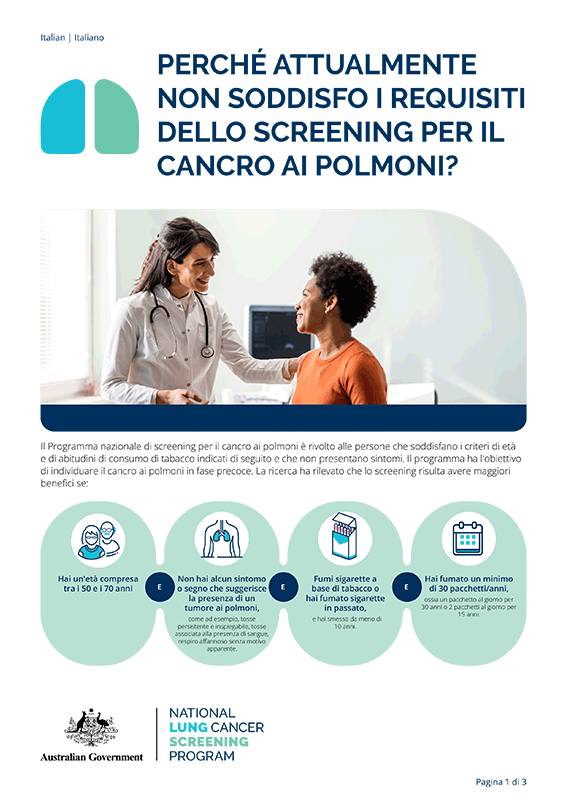 Programma nazionale di screening per il cancro ai polmoni – Perché attualmente non soddisfo i requisiti dello screening per il cancro ai polmoni?