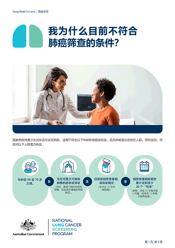 国家肺癌筛查计划：我为什么现在不符合肺癌筛查的条件？
