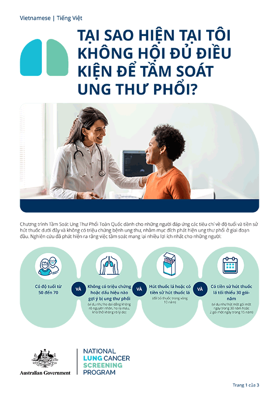 Chương trình Tầm Soát Ung Thư Phổi Toàn Quốc – Tại sao hiện tại tôi không hội đủ điều kiện để tầm soát ung thư phổi?