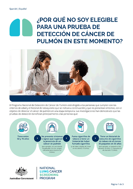 Programa Nacional de Detección de Cáncer de Pulmón: ¿Por qué no soy elegible para una prueba de detección de cáncer de pulmón en este momento?