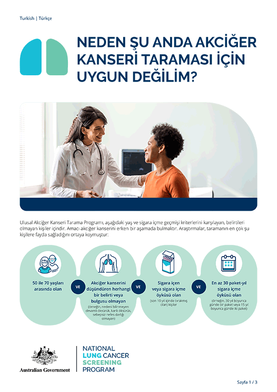 Ulusal Akciğer Kanseri Tarama Programı - Neden şu anda akciğer kanseri taraması için uygun değilim?
