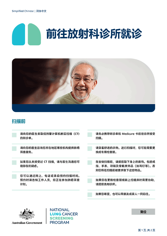 国家肺癌筛查计划：前往放射科诊所就诊 - 事实清单