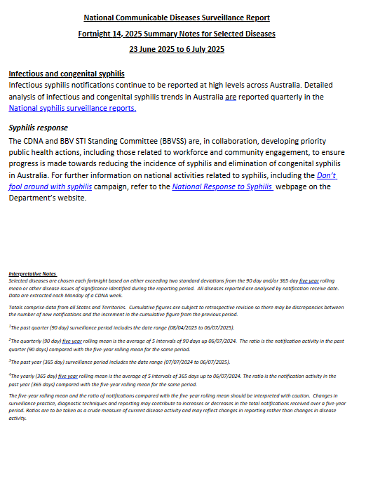 National Notifiable Diseases Surveillance System (NNDSS) fortnightly reports cover page