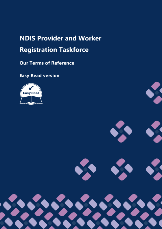 NDIS Provider and Worker Registration Taskforce Terms of Reference cover page