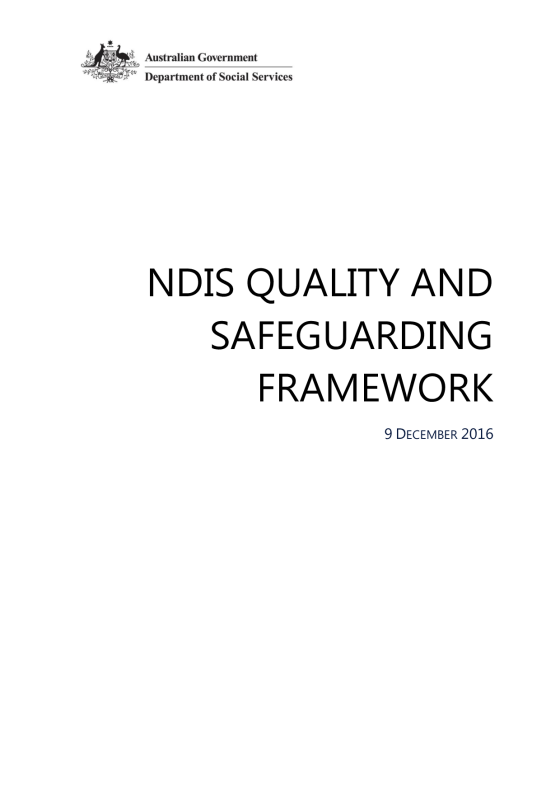 NDIS Quality and Safeguarding Framework cover age