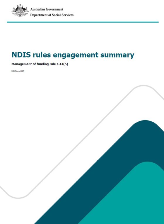 NDIS rules engagement summary – Management of funding rule s.44(5) cover page