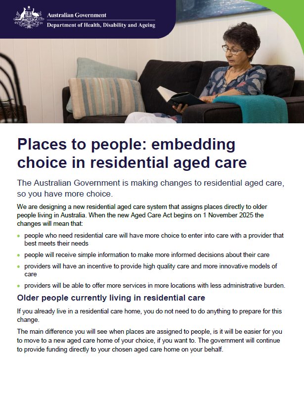 Places to people – Embedding choice  in residential aged care cover image