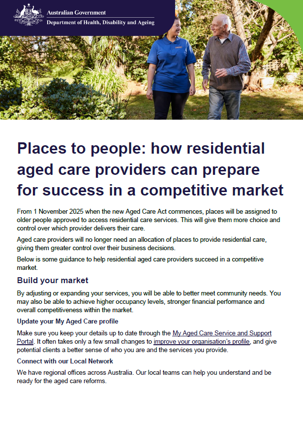 How residential aged care providers can prepare for success in a competitive market cover page