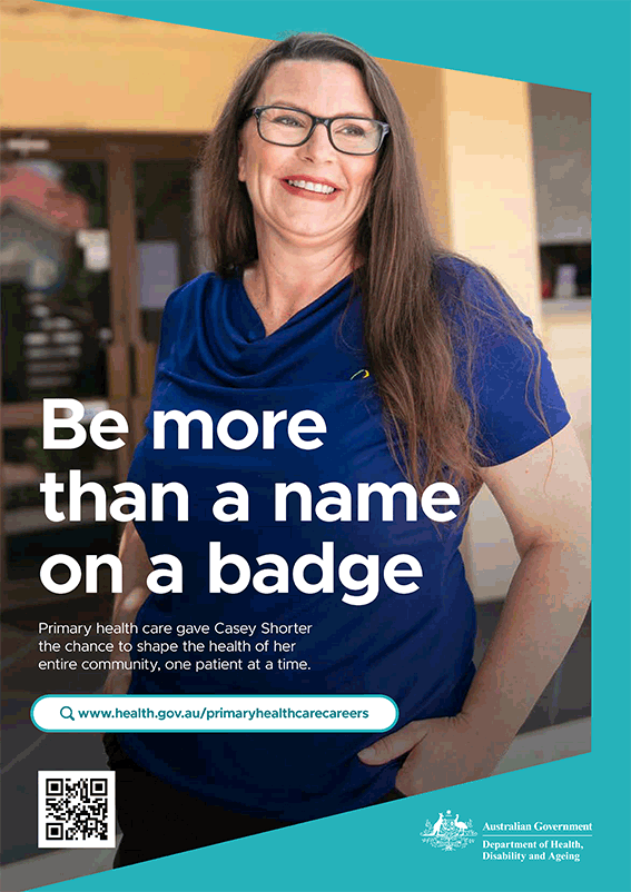 Primary health care careers poster with Casey Shorter