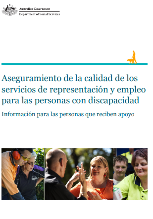 Quality Assurance for Disability Advocacy and Employment Services – Information for people receiving support cover page