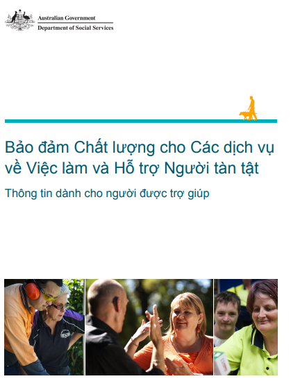 Quality Assurance for Disability Advocacy and Employment Services – Information for people receiving support cover page
