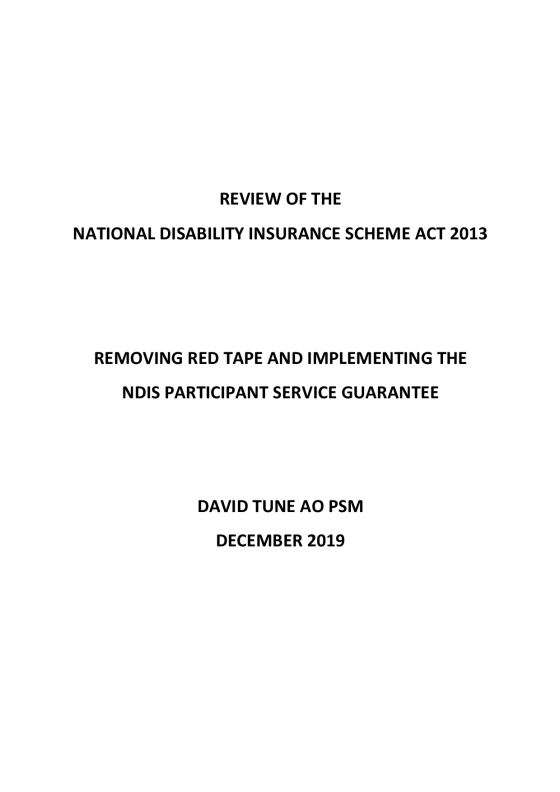 Review of the NDIS Act 2013 report cover page