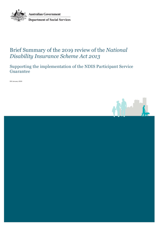 Brief Summary of the 2019 review of the National Disability Insurance Scheme Act 2013 cover page